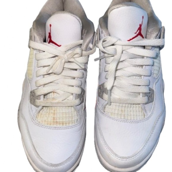 Jordan Kids White and Gray cement 4s Sneakers - Picture 2 of 6